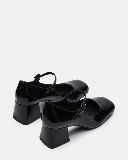DARCEY Black Patent Square-Toe Mary Jane Block Heel Women's Loafer Steve Madden BLACK PATENT