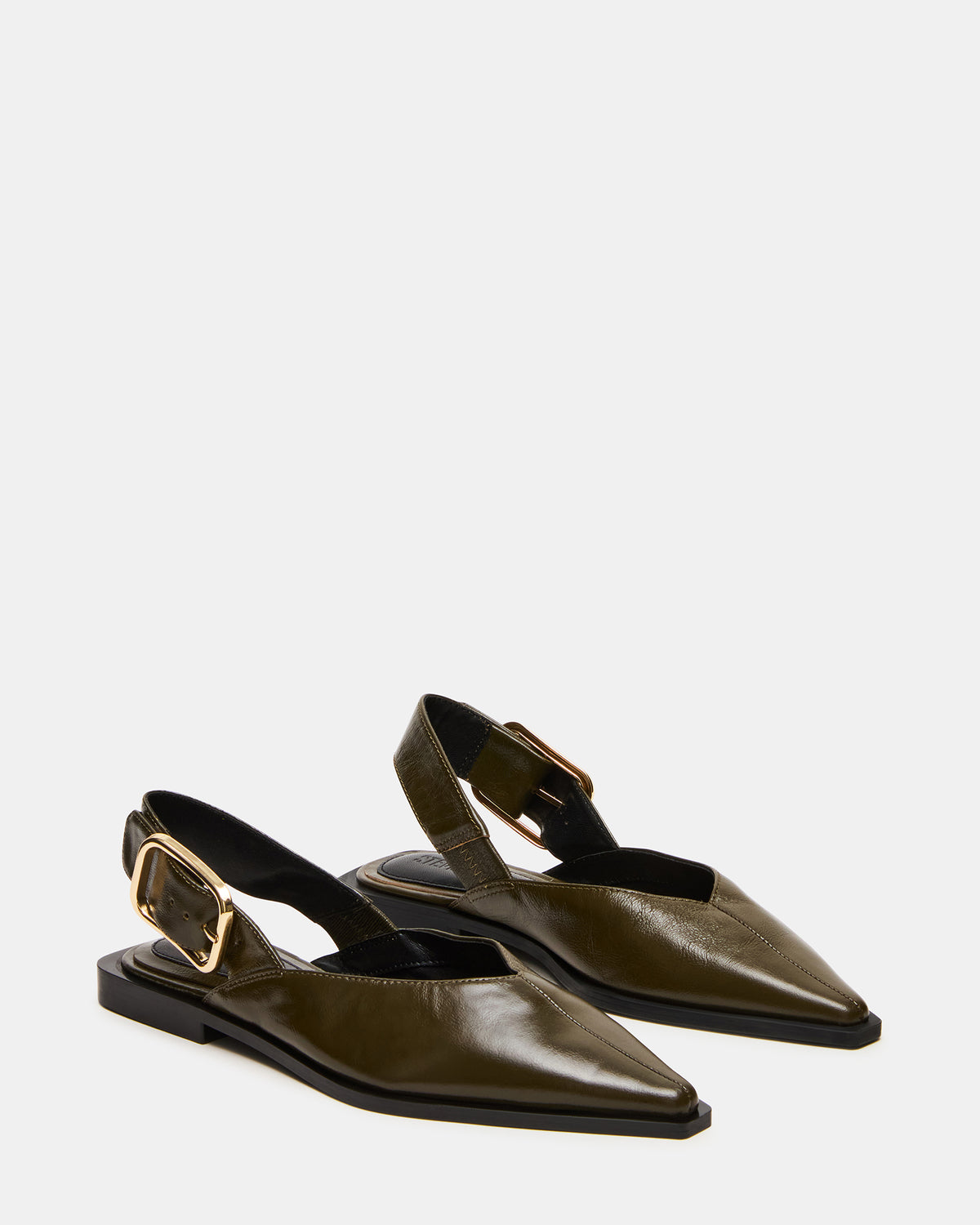 SHAY Olive Leather Pointed-Toe Slingback Ballet Women's Flat Steve Madden OLIVE LEATHER
