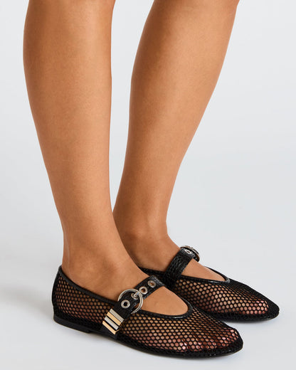 LUCIA Black Mesh Mary Jane Ballet Women's Flat Steve Madden BLACK MESH