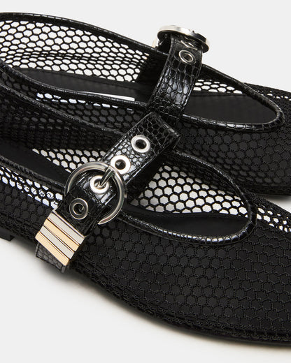 LUCIA Black Mesh Mary Jane Ballet Women's Flat Steve Madden BLACK MESH