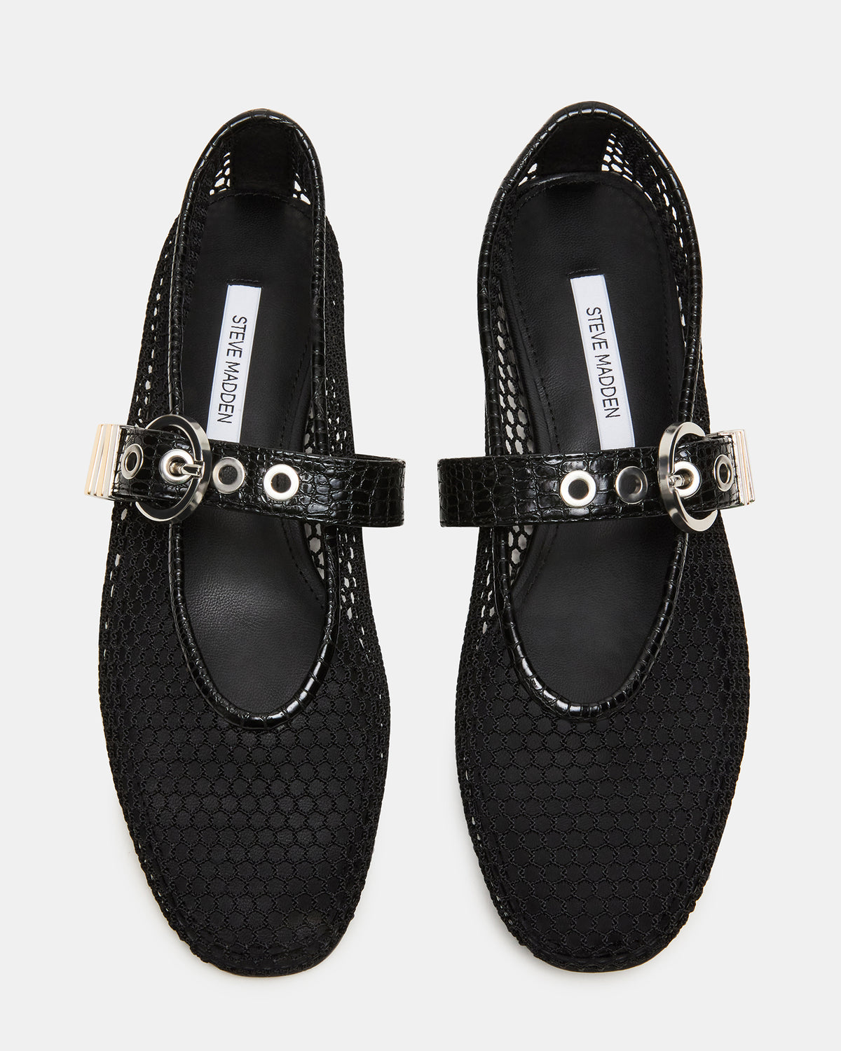 LUCIA Black Mesh Mary Jane Ballet Women's Flat Steve Madden BLACK MESH
