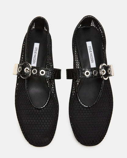 LUCIA Black Mesh Mary Jane Ballet Women's Flat Steve Madden BLACK MESH