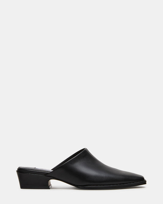 DESSA Black Leather Square-Toe Mule Women's Flat Steve Madden BLACK LEATHER