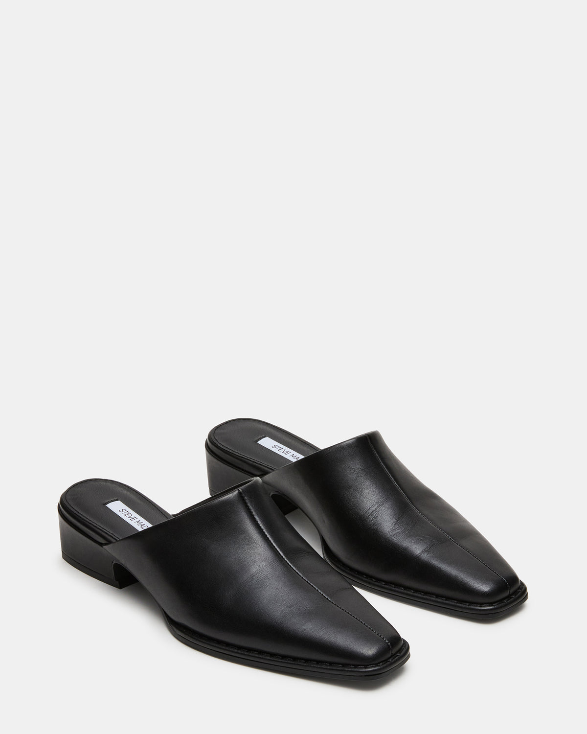 DESSA Black Leather Square-Toe Mule Women's Flat Steve Madden BLACK LEATHER