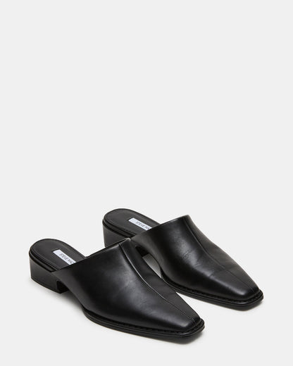 DESSA Black Leather Square-Toe Mule Women's Flat Steve Madden BLACK LEATHER
