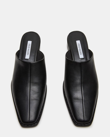 DESSA Black Leather Square-Toe Mule Women's Flat Steve Madden BLACK LEATHER