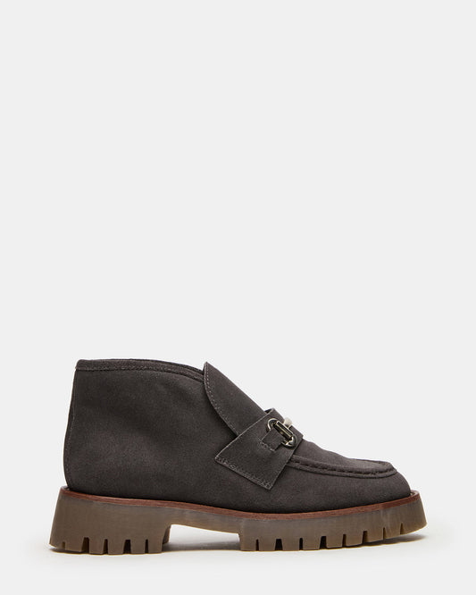 LEON Grey Suede Platform Lug Sole Women's Loafer