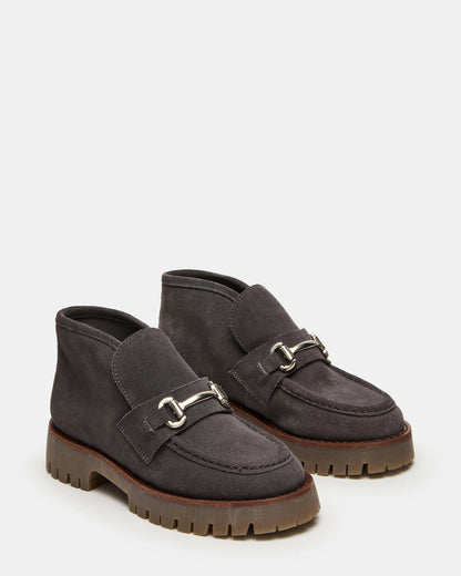 LEON Grey Suede Platform Lug Sole Women's Loafer Steve Madden GREY SUEDE