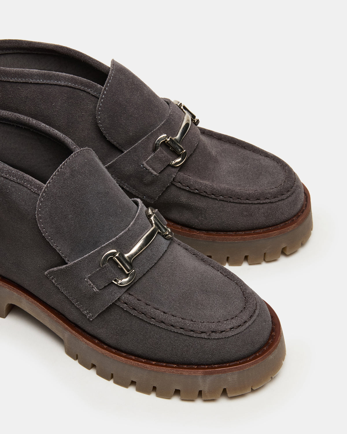 LEON Grey Suede Platform Lug Sole Women's Loafer Steve Madden GREY SUEDE