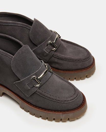 LEON Grey Suede Platform Lug Sole Women's Loafer Steve Madden GREY SUEDE