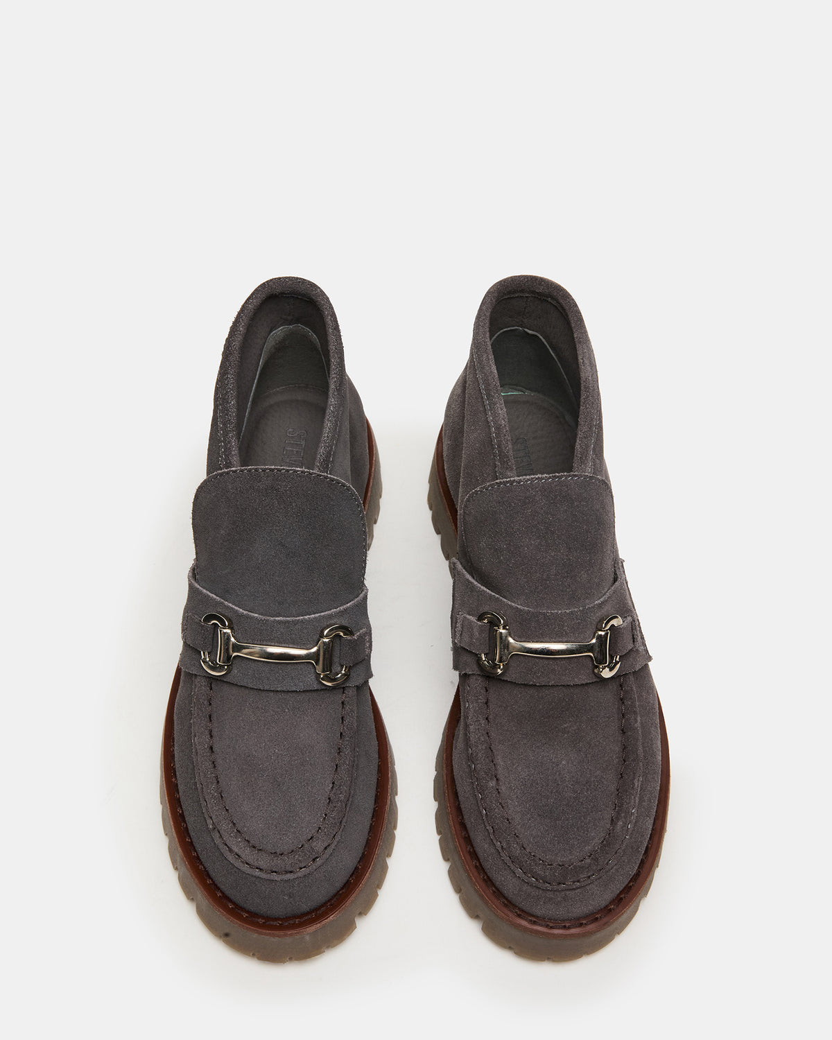 LEON Grey Suede Platform Lug Sole Women's Loafer Steve Madden GREY SUEDE