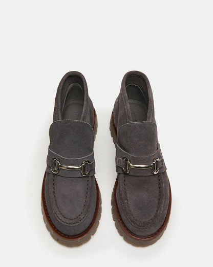 LEON Grey Suede Platform Lug Sole Women's Loafer Steve Madden GREY SUEDE