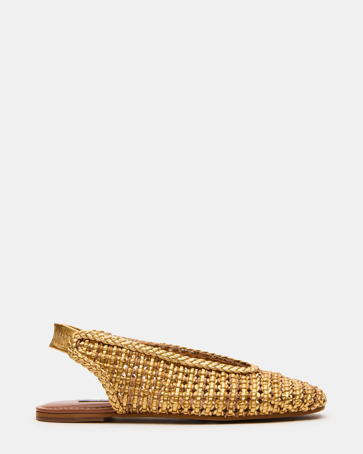 RUMI Gold Leather Woven Slingback Round-Toe Women's Flat Steve Madden GOLD LEATHER