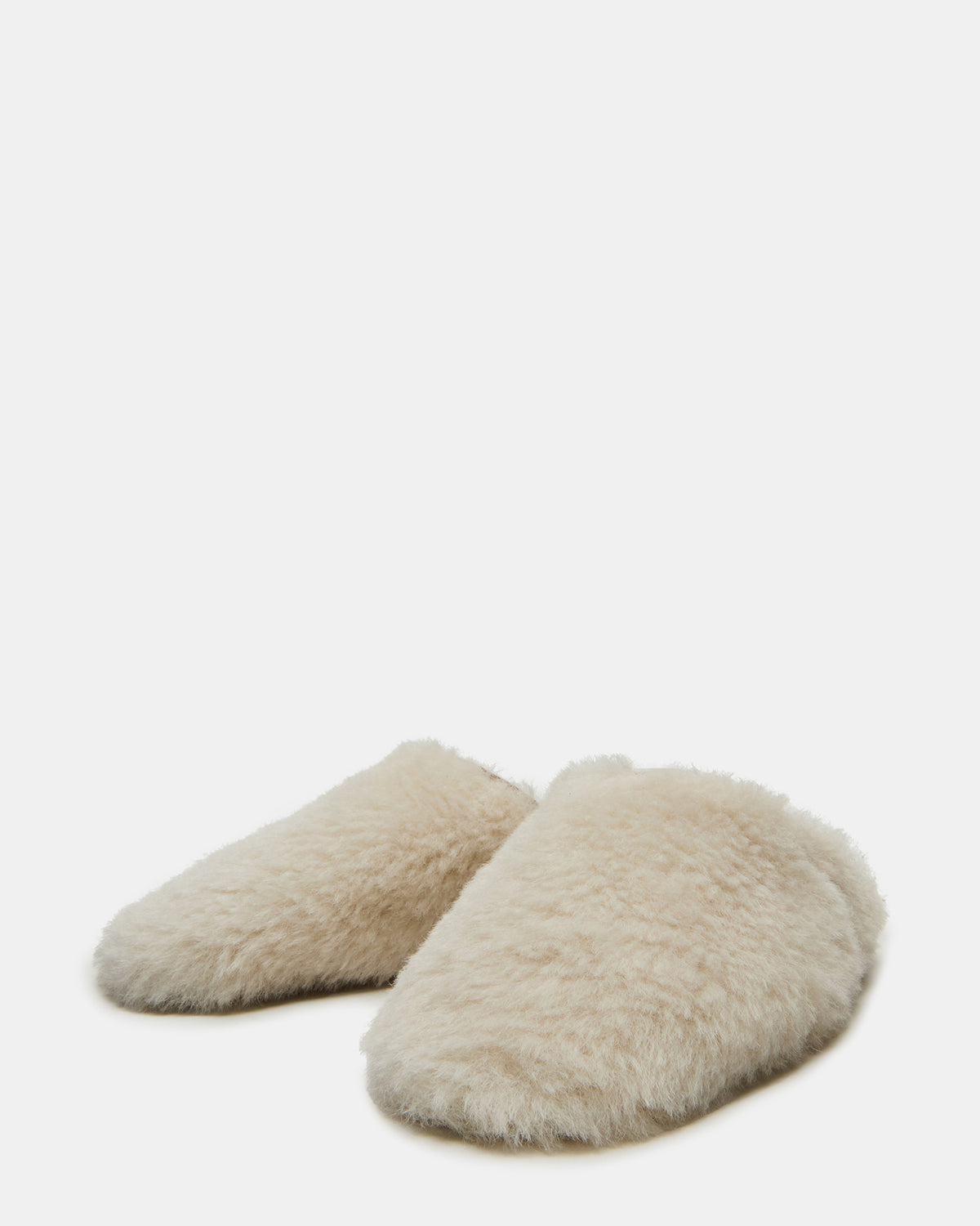 PEARSON Faux Fur Cream Rounded-Toe Slip-On Women's Flat Steve Madden CREAM