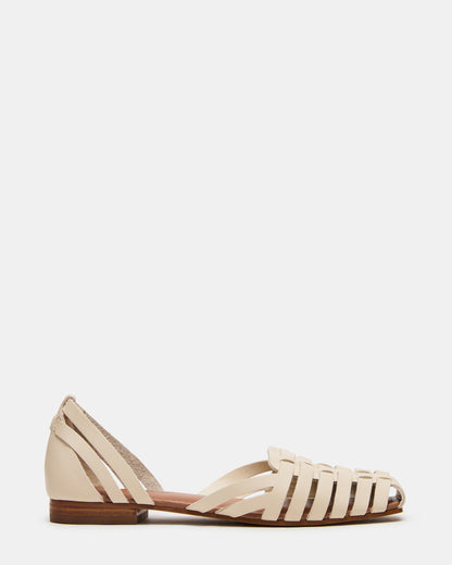 MEDLIN White Leather Square-Toe Fisherman Women's Flat Steve Madden WHITE LEATHER