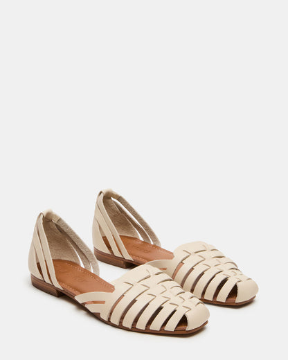 MEDLIN White Leather Square-Toe Fisherman Women's Flat Steve Madden WHITE LEATHER