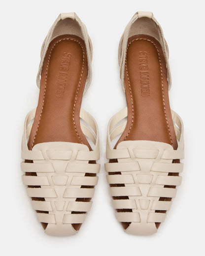 MEDLIN White Leather Square-Toe Fisherman Women's Flat Steve Madden WHITE LEATHER