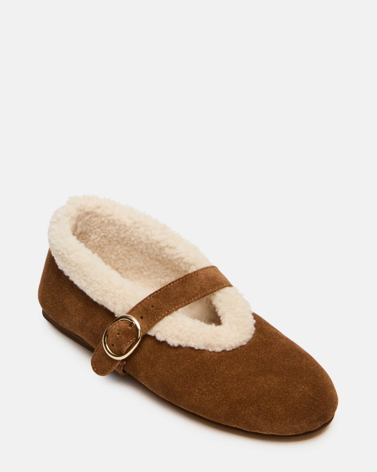 LODGE Chestnut Suede Mary Jane Round-Toe Women's Flat Steve Madden CHESTNUT SUEDE