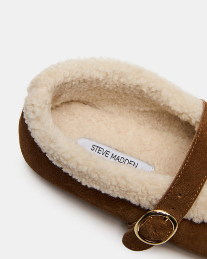 LODGE Chestnut Suede Mary Jane Round-Toe Women's Flat Steve Madden CHESTNUT SUEDE