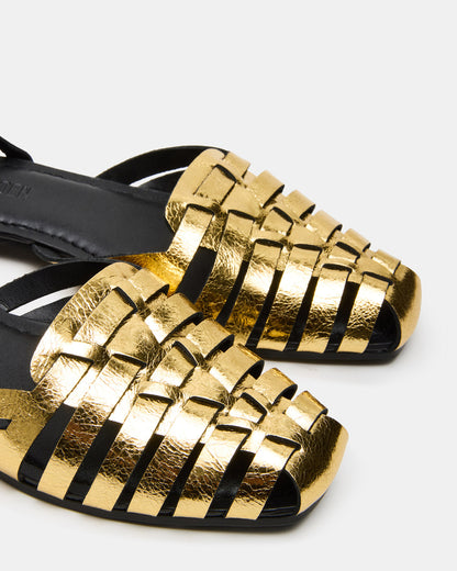MEDLIN Gold Leather Square-Toe Fisherman Women's Flat Steve Madden GOLD LEATHER