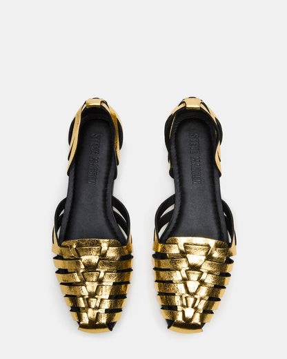 MEDLIN Gold Leather Square-Toe Fisherman Women's Flat Steve Madden GOLD LEATHER