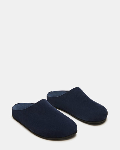 FERN Navy Suede Mule Slip-On Round-Toe Women's Flat Steve Madden NAVY SUEDE