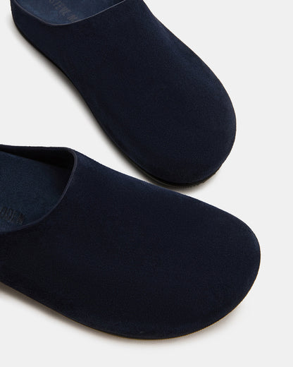 FERN Navy Suede Mule Slip-On Round-Toe Women's Flat Steve Madden NAVY SUEDE