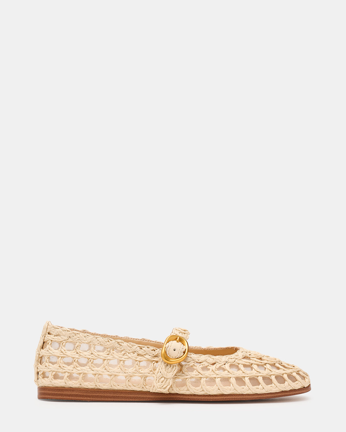 MELODY Natural Raffia Mary Jane Woven Buckle Round-Toe Women's Flat Steve Madden NATURAL RAFFIA