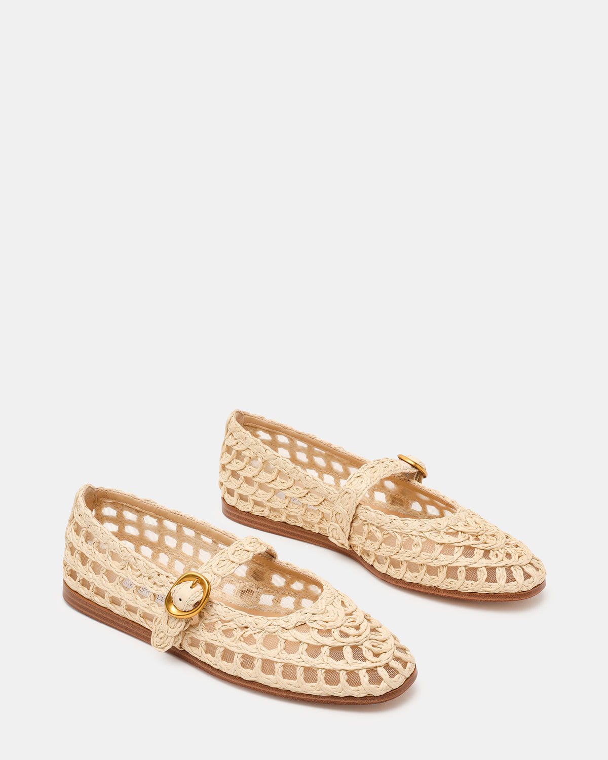 MELODY Natural Raffia Mary Jane Woven Buckle Round-Toe Women's Flat Steve Madden NATURAL RAFFIA