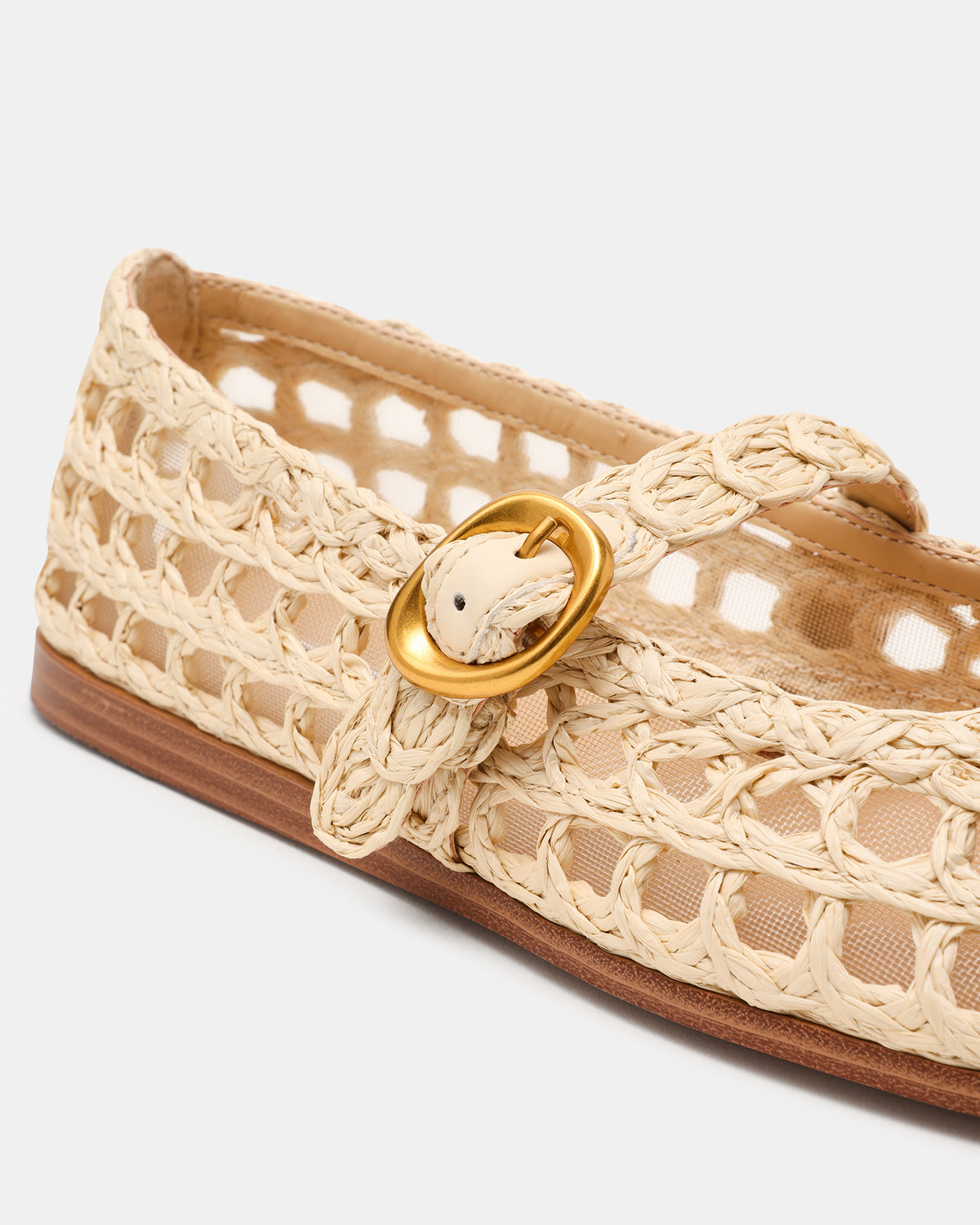 MELODY Natural Raffia Mary Jane Woven Buckle Round-Toe Women's Flat Steve Madden NATURAL RAFFIA