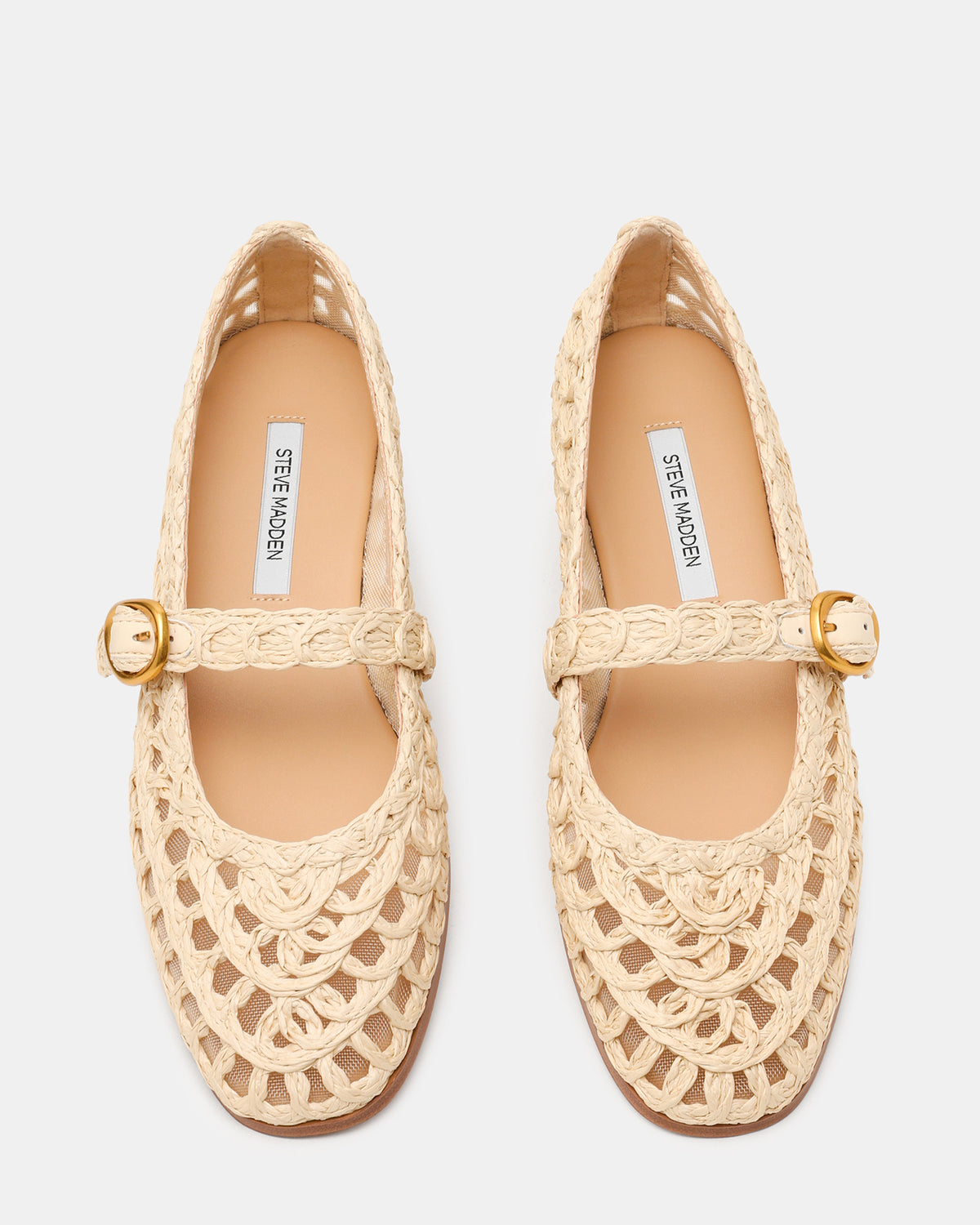 MELODY Natural Raffia Mary Jane Woven Buckle Round-Toe Women's Flat Steve Madden NATURAL RAFFIA