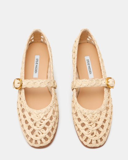 MELODY Natural Raffia Mary Jane Woven Buckle Round-Toe Women's Flat Steve Madden NATURAL RAFFIA