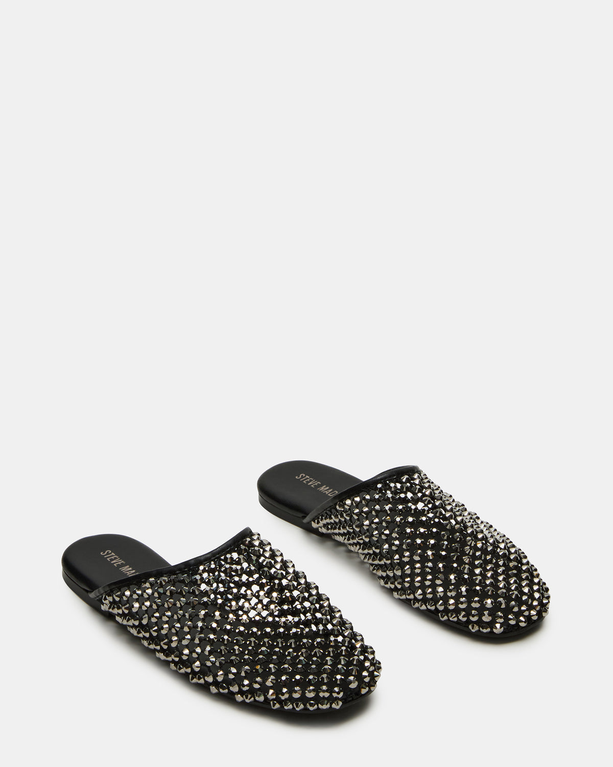 PEARSON Black Rhinestones Rounded-Toe Slip-On Women's Flat Steve Madden BLACK RHINESTONES