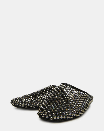 PEARSON Black Rhinestones Rounded-Toe Slip-On Women's Flat Steve Madden BLACK RHINESTONES