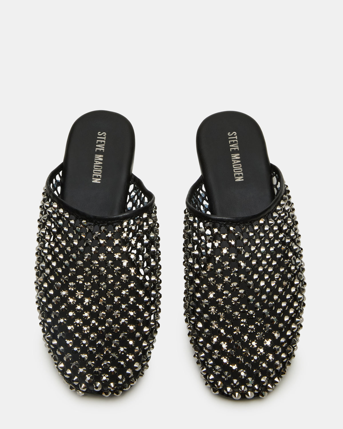 PEARSON Black Rhinestones Rounded-Toe Slip-On Women's Flat Steve Madden BLACK RHINESTONES