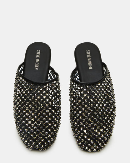 PEARSON Black Rhinestones Rounded-Toe Slip-On Women's Flat Steve Madden BLACK RHINESTONES