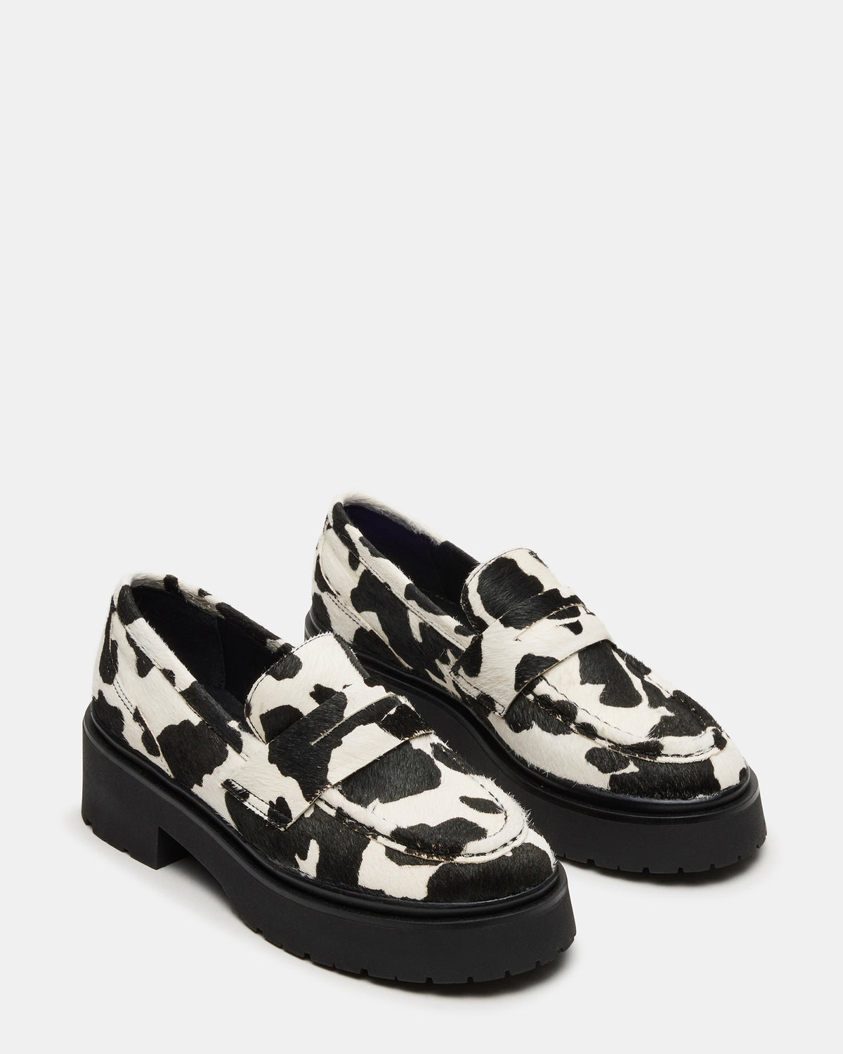 LAYKEN-H Black/White Platform Lug Women's Loafer Steve Madden BLACK/WHITE