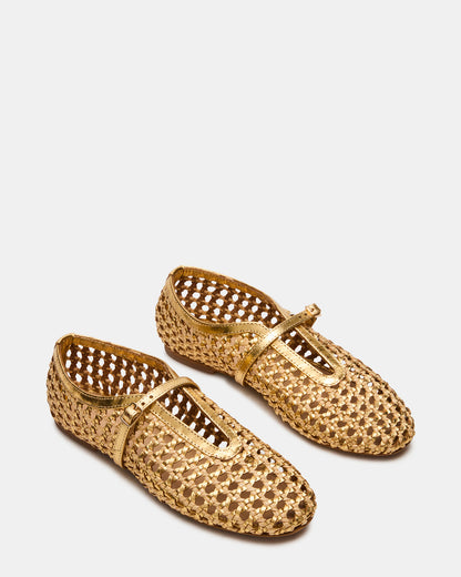 BELLISSIMA Gold Multi Mary Jane Woven Buckle Women's Flats Steve Madden GOLD MULTI