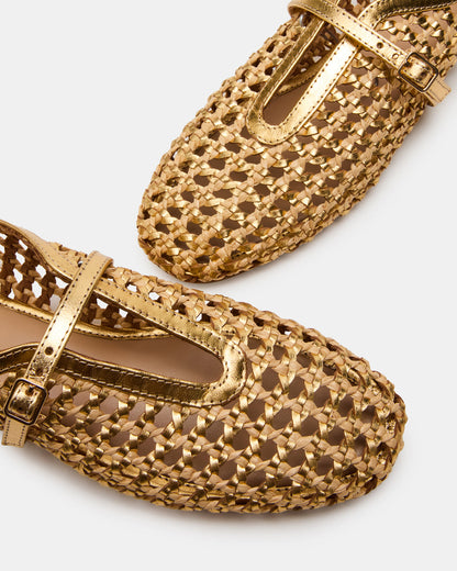 BELLISSIMA Gold Multi Mary Jane Woven Buckle Women's Flats Steve Madden GOLD MULTI