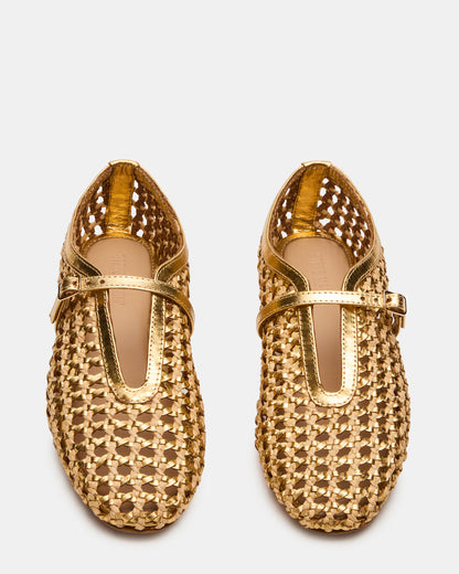 BELLISSIMA Gold Multi Mary Jane Woven Buckle Women's Flats Steve Madden GOLD MULTI