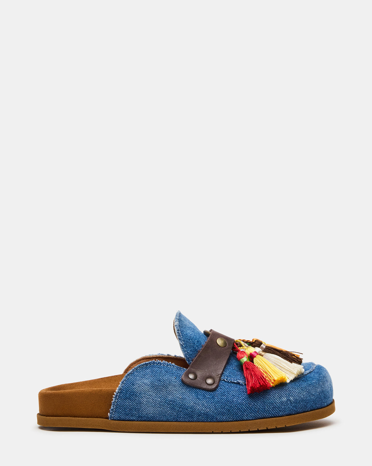 BERNIE Denim Mule Slip-On Footbed Round-Toe Women's Flat Steve Madden DENIM
