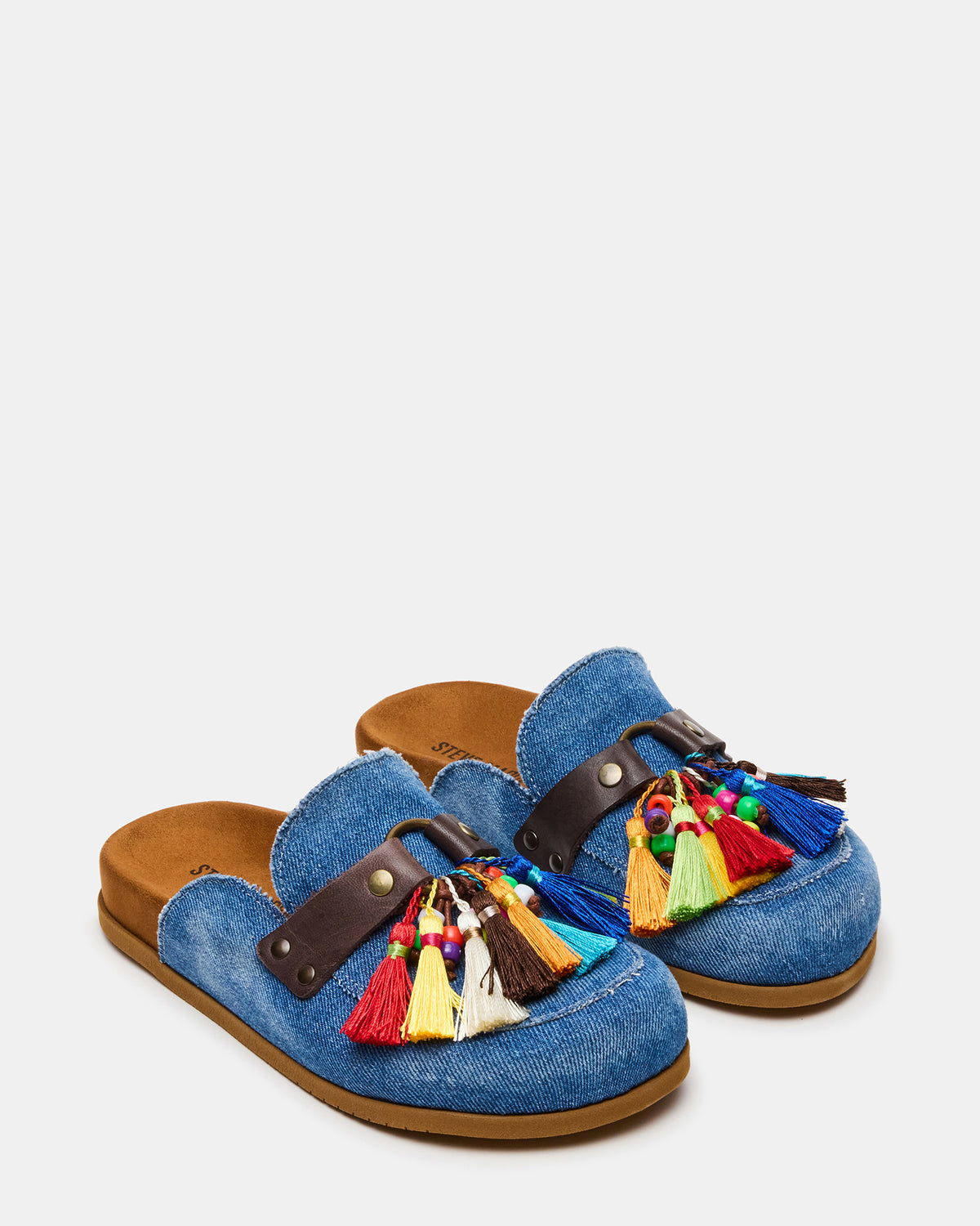 BERNIE Denim Mule Slip-On Footbed Round-Toe Women's Flat Steve Madden DENIM
