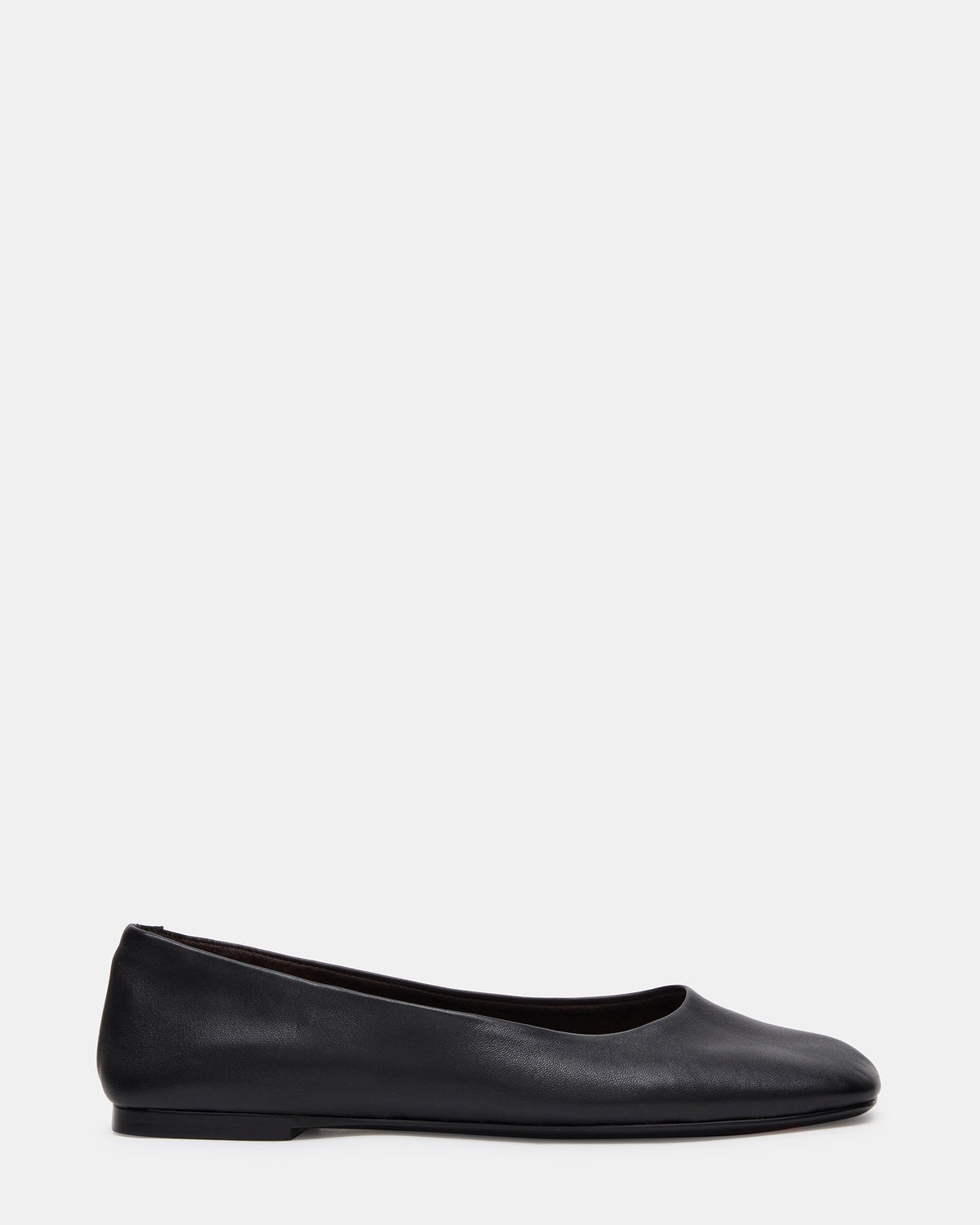NURTURE Black Leather Square-Toe Ballet Women's Flat Steve Madden BLACK LEATHER