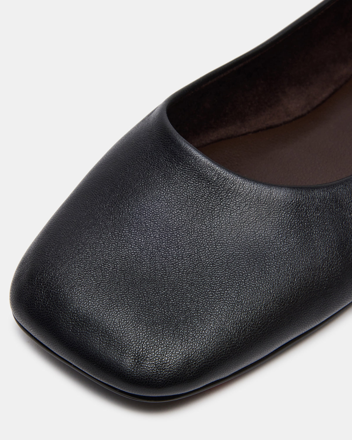 NURTURE Black Leather Square-Toe Ballet Women's Flat Steve Madden BLACK LEATHER