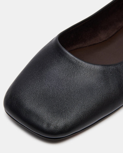 NURTURE Black Leather Square-Toe Ballet Women's Flat Steve Madden BLACK LEATHER