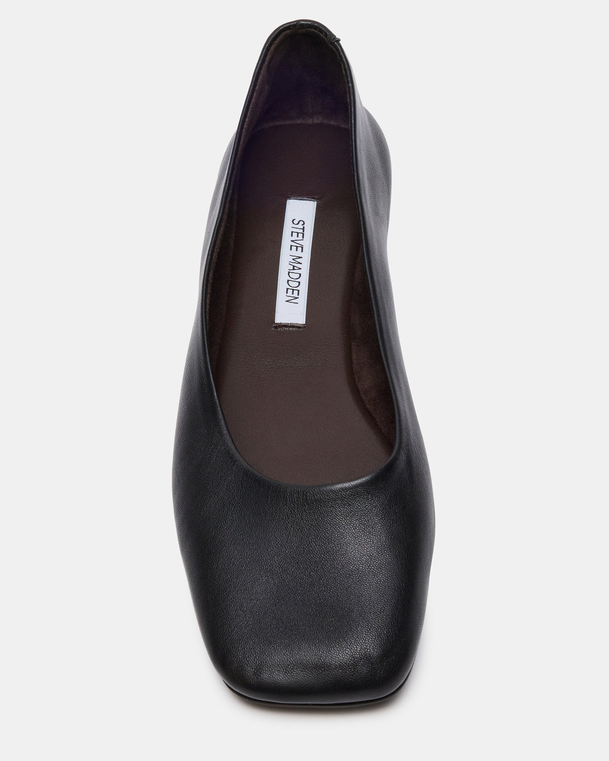 NURTURE Black Leather Square-Toe Ballet Women's Flat Steve Madden BLACK LEATHER