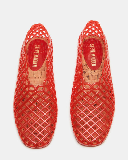 GROVE Red Square-Toe Jelly Women's Flat Steve Madden RED