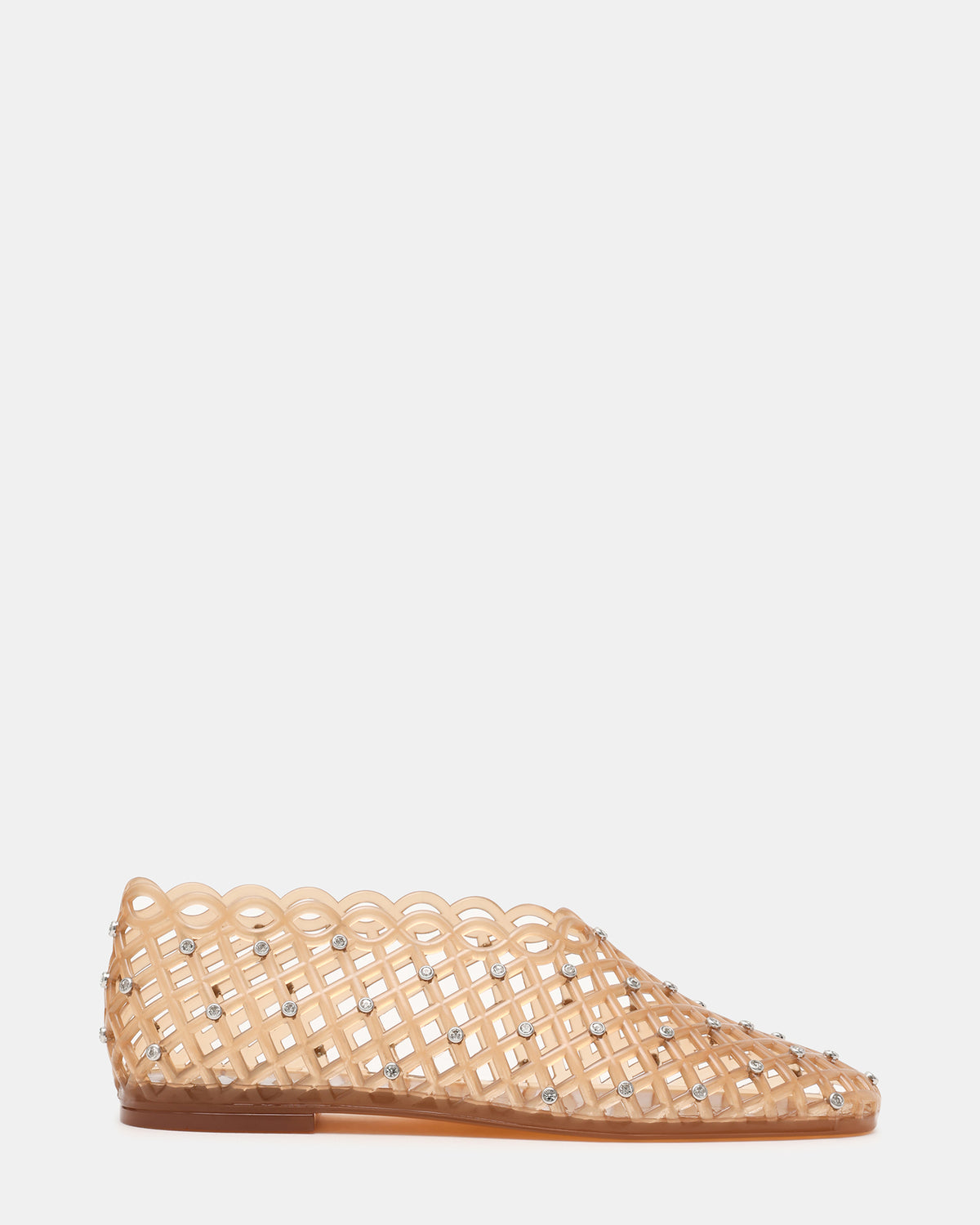 GROVE Tan Rhinestones Square-Toe Jelly Women's Flat Steve Madden TAN