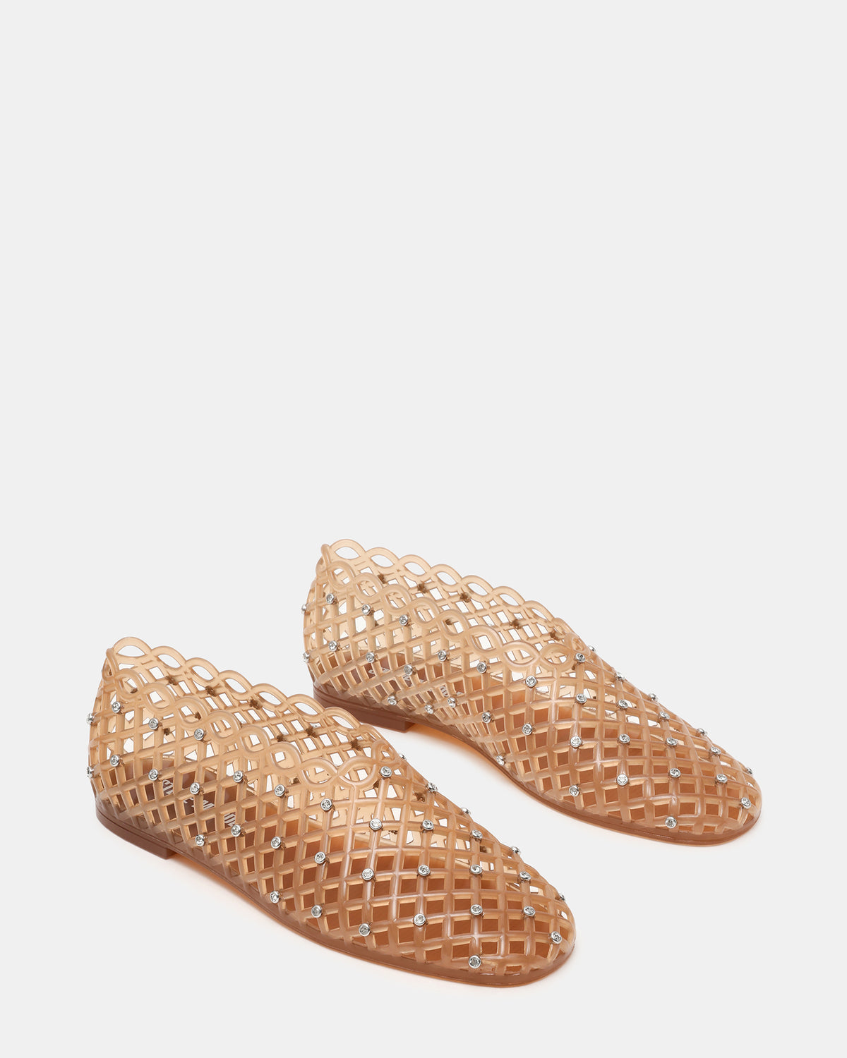 GROVE Tan Rhinestones Square-Toe Jelly Women's Flat Steve Madden TAN