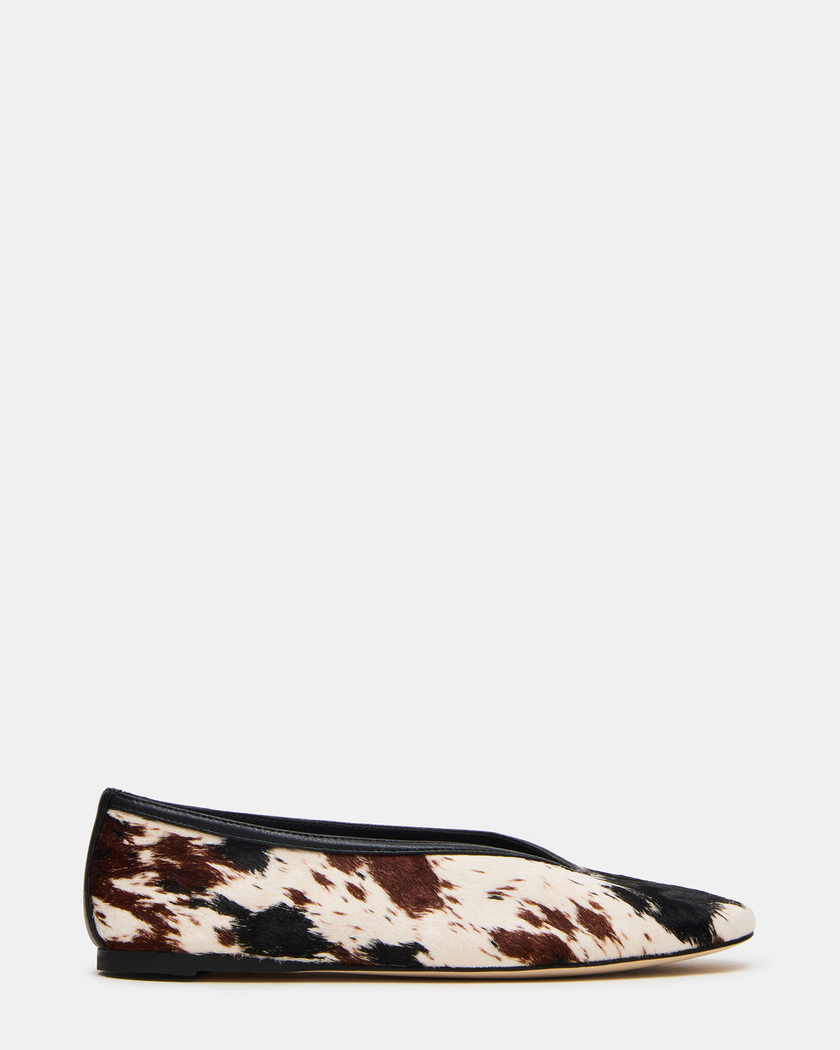 LENI Brown Cow Print Square-Toe Ballet Women's Flat Steve Madden COW PRINT